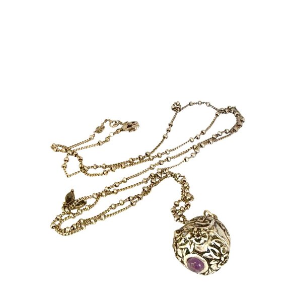 Vintage Silver Amethyst Locket Necklace with Hidden Butterfly Surprise Pendant - Picture 1 of 13